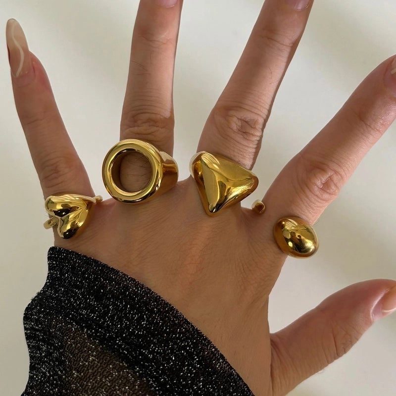 Minimalist Classic Style Solid Color 316L Stainless Steel  Plating Stainless Steel Rings