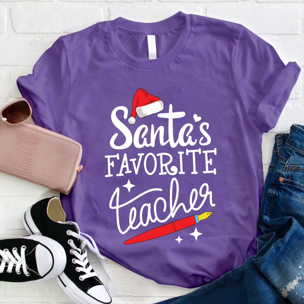 Christmas Santa's Favortie Teahcer T-Shirt