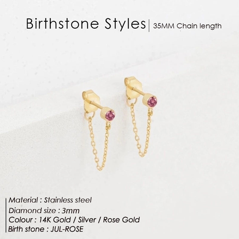 1 Pair Minimalist Geometric Inlay Stainless Steel Rhinestones 14K Gold Plated Rose Gold Plated Drop Earrings
