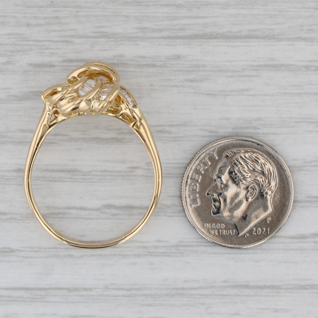 0.35ctw Baguette Diamond Knot Bow Ring 18k Yellow Gold Size 10.25