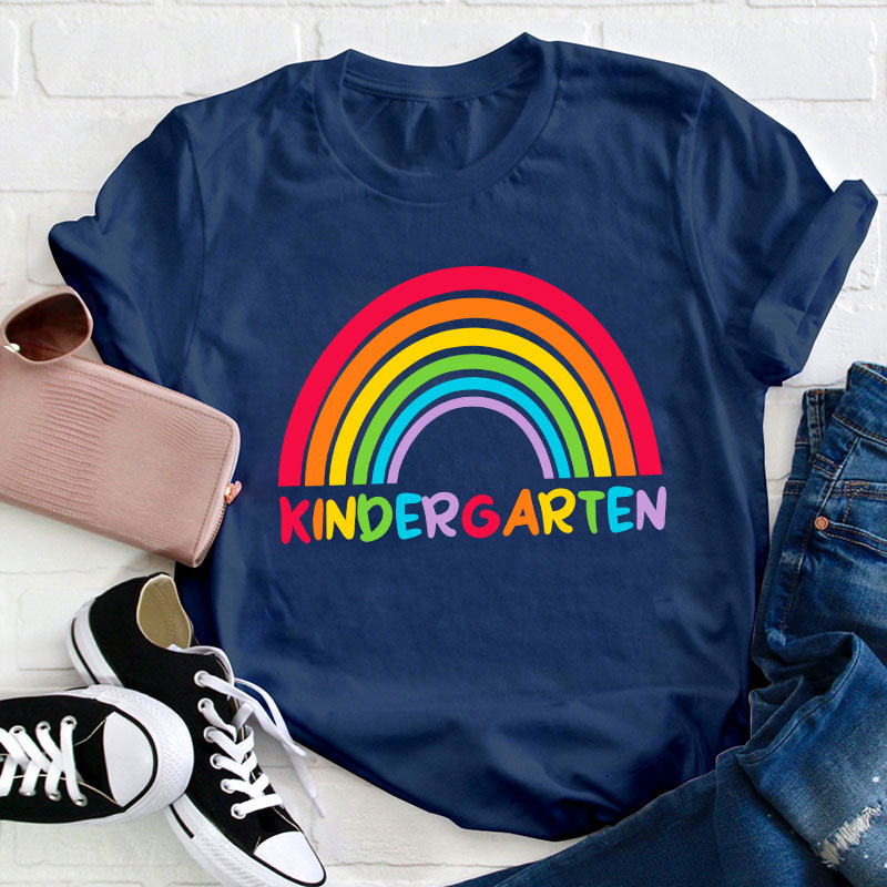 Personalized Grade Rainbow Teacher T-Shirt