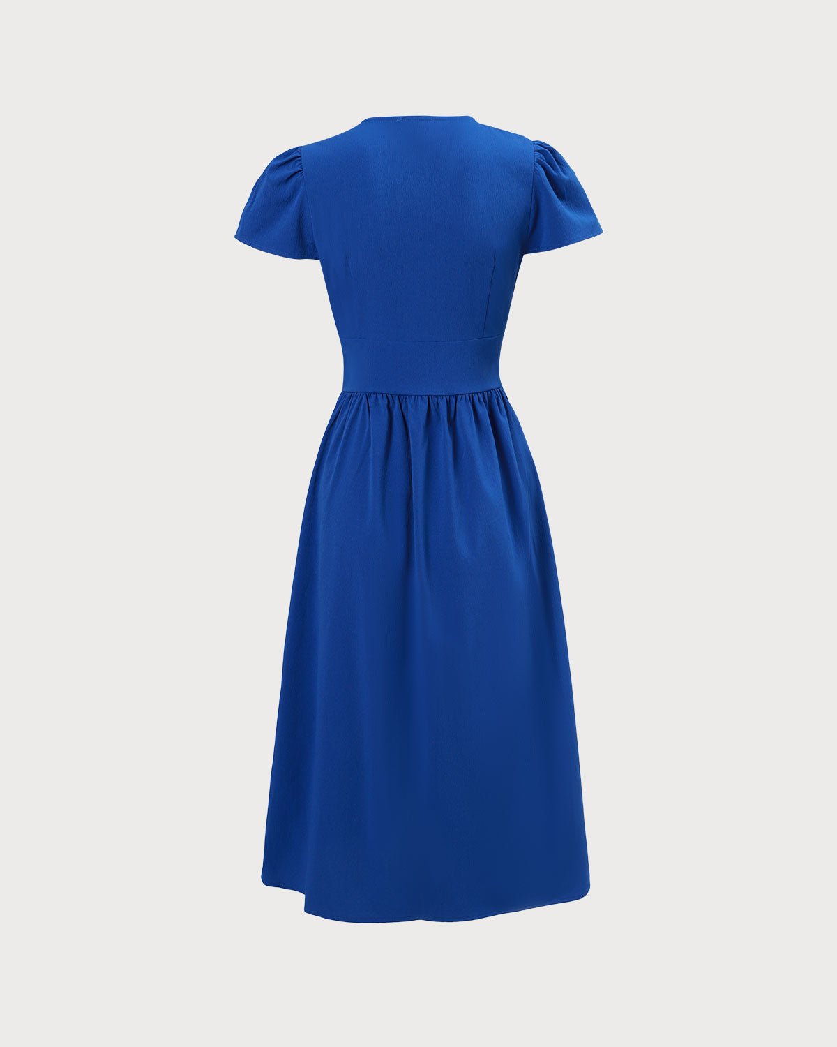 The Navy V Neck Wrap Midi Dress