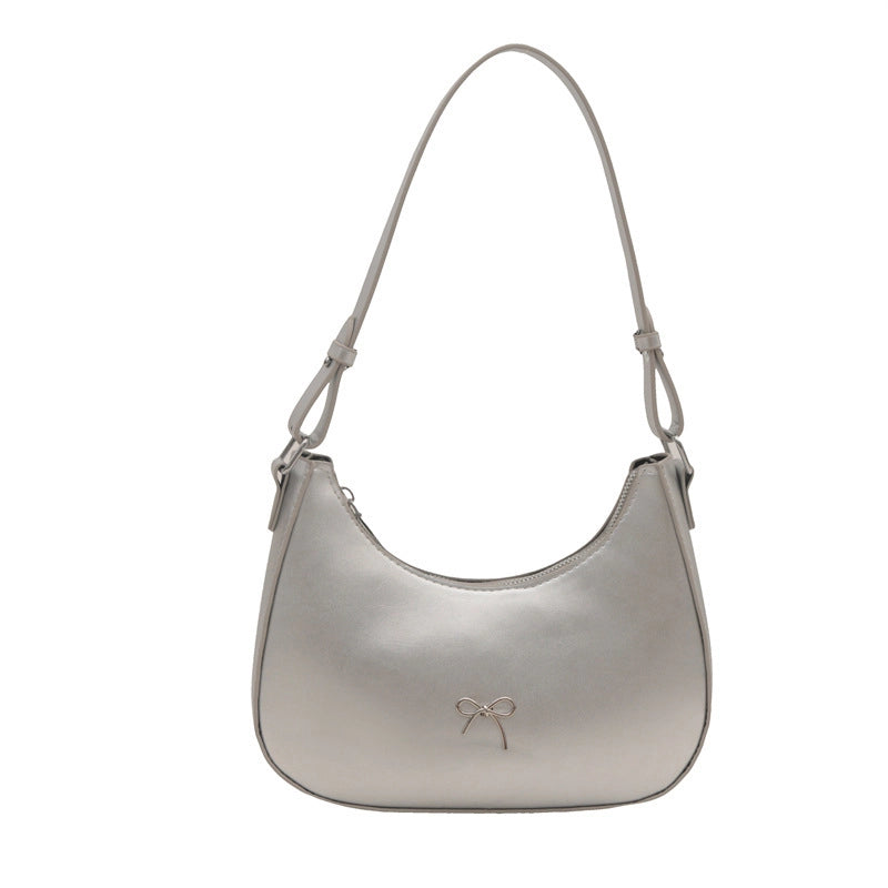 Women's Large Pu Leather Solid Color Bow Knot Streetwear Square Zipper Shoulder Bag