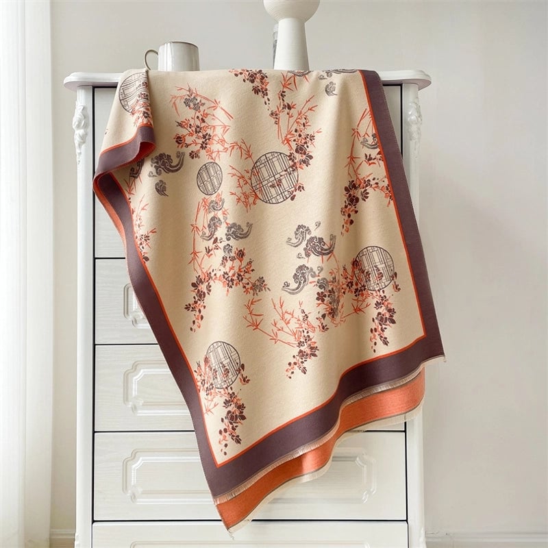 Women's Elegant Plant Imitation Cashmere Scarf