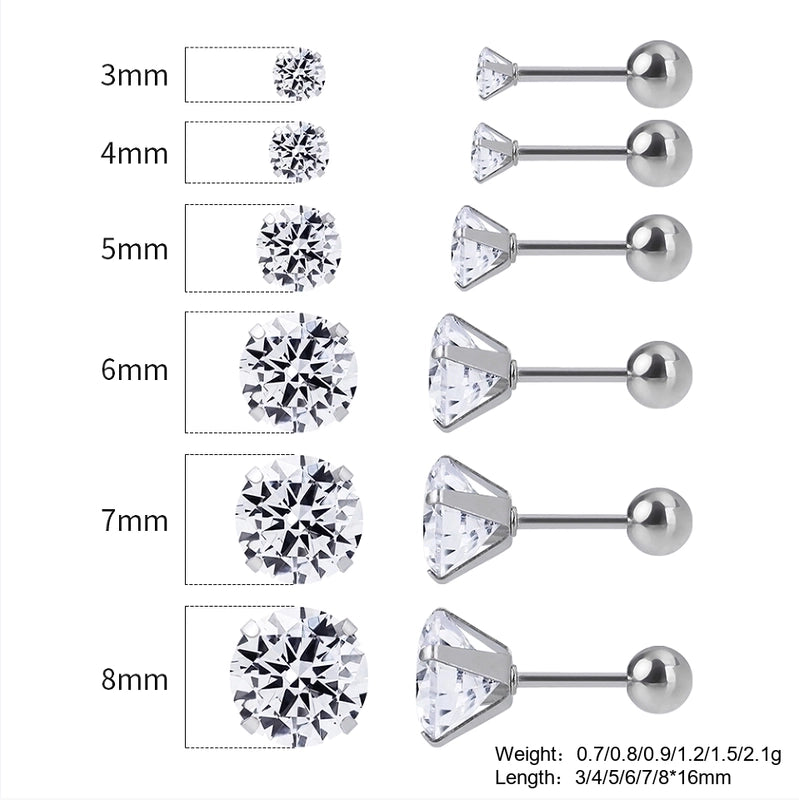 1 Pair Minimalist Geometric 304 Stainless Steel Zircon Ear Studs