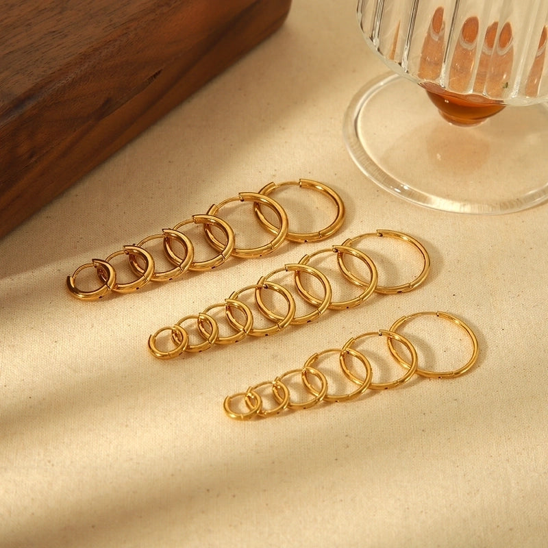 1 Piece IG Style Geometric Circle Plating 304 Stainless Steel 18K Gold Plated Hoop Earrings