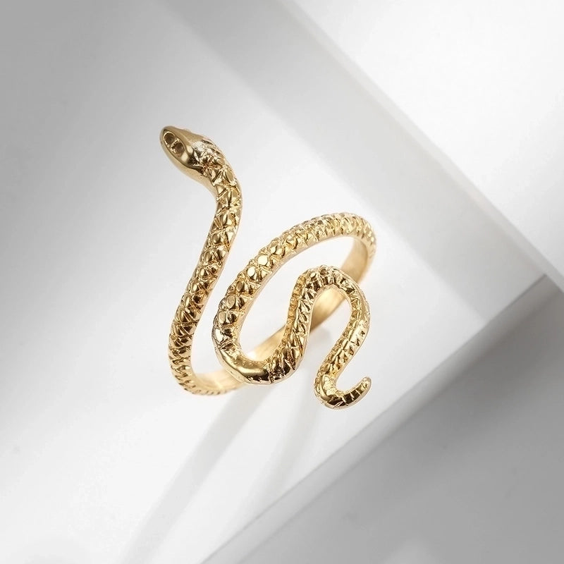 IG Style Minimalist Snake 304 Stainless Steel 18K Gold Plated Open Rings In Bulk