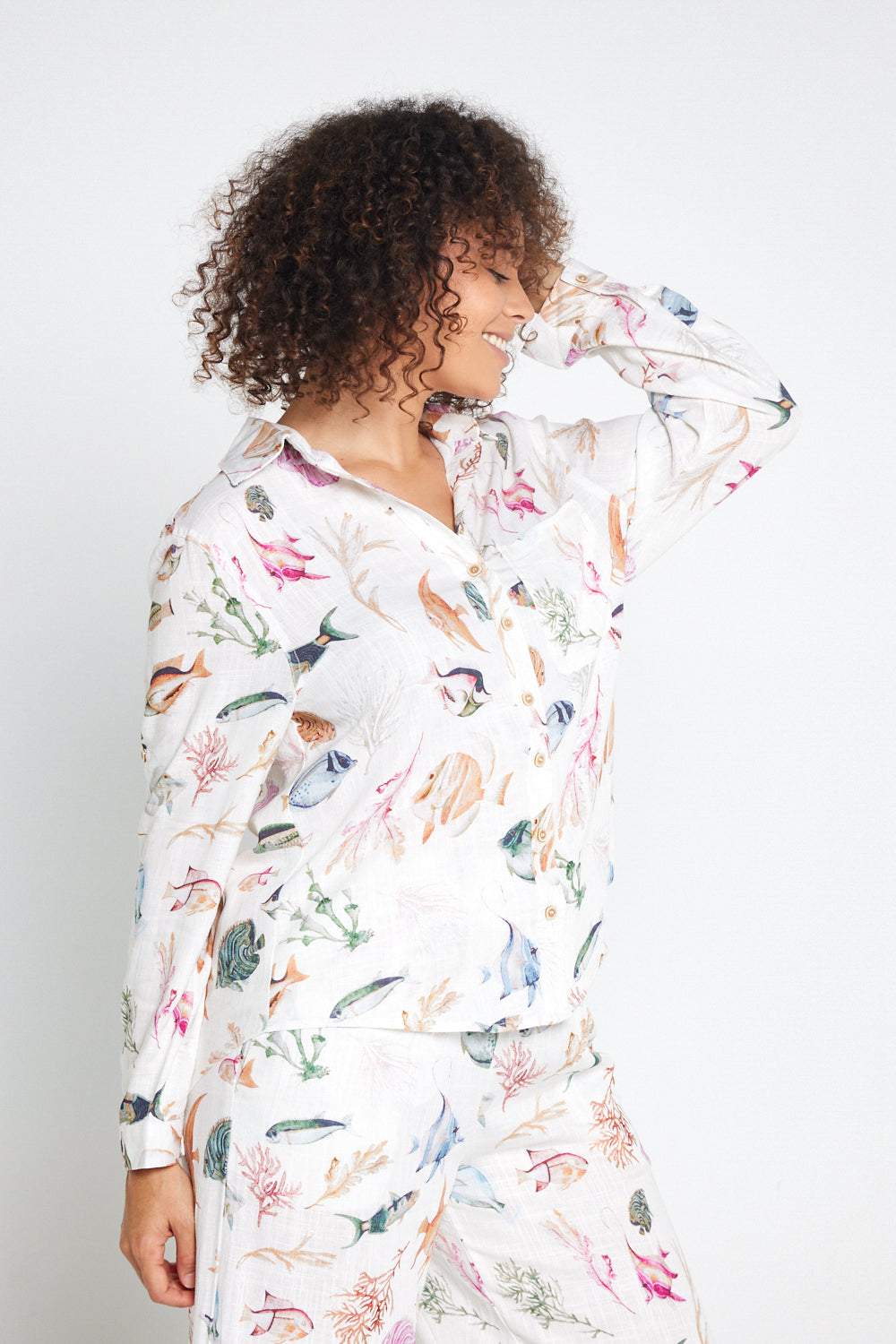 Vacation Linen Shirt - Reef Print