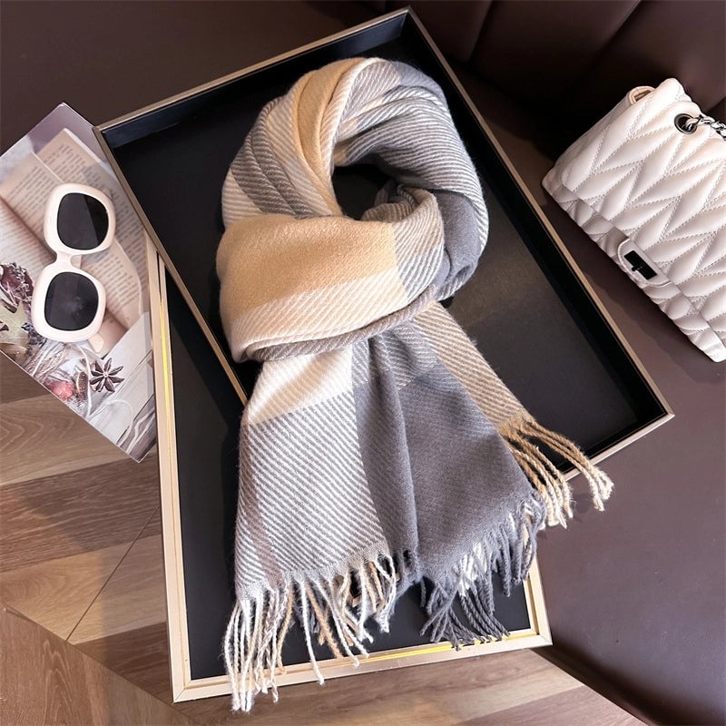 Unisex Business Basic Minimalist Tassel Imitation Cashmere Polyester Scarf