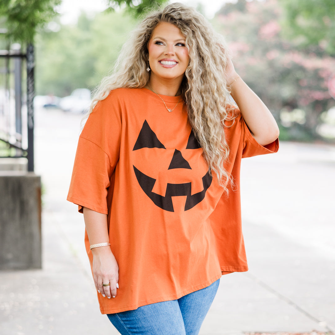 Oh My Pumpkin Boyfriend Tee. Rust