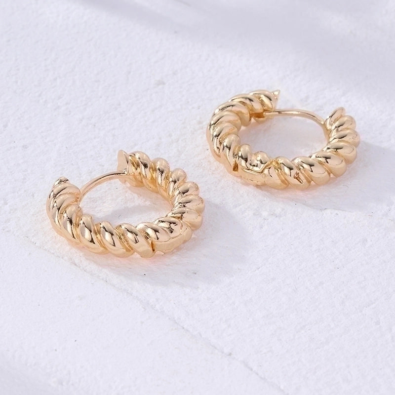 1 Pair IG Style Retro Minimalist Geometric Round Plating Inlay Copper Zircon K Gold Plated Ear Studs
