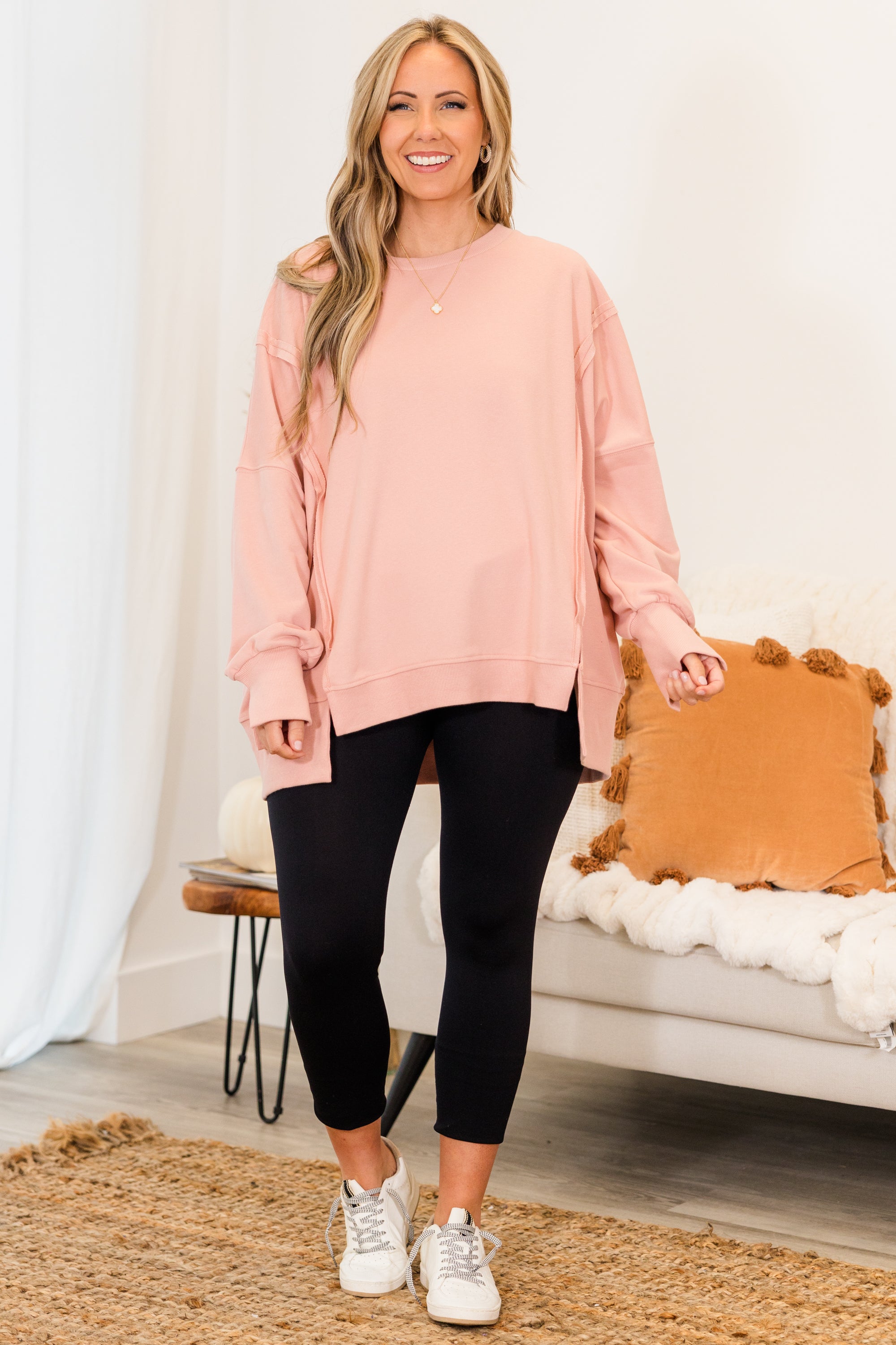 Sunset Glow Pullover. Pink