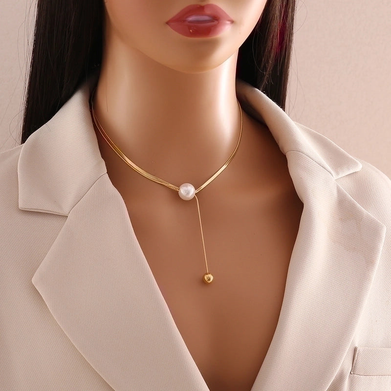Commute Heart Shape 304 Stainless Steel Copper Layered Plating 18K Gold Plated Necklace