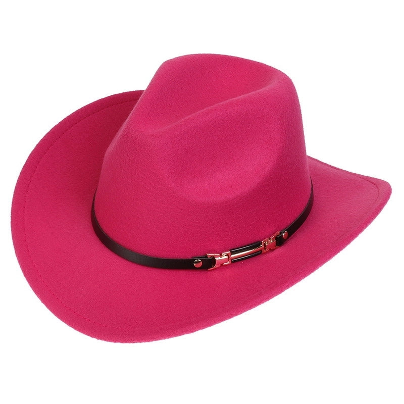 Tibetan Western Denim Top Hat Spring And Autumn New Jazz Hat Big Brim Five-pointed Star Belt Accessories Felt Hat For Men And Women