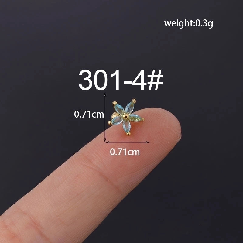 Ear Cartilage Rings & Studs Minimalist Flower Copper Plating Artificial Gemstones