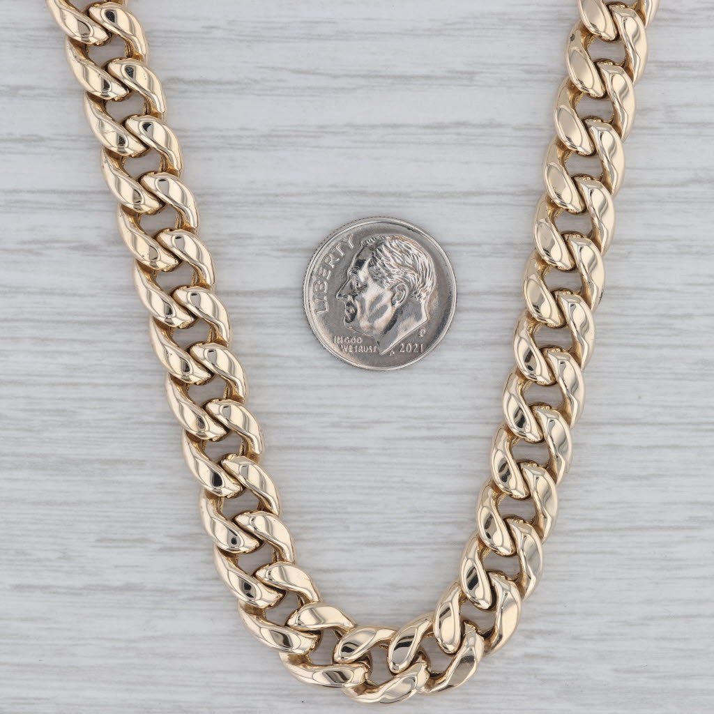 Cuban Curb Chain Necklace 10k Yellow Gold 22 9.6mm Italian
