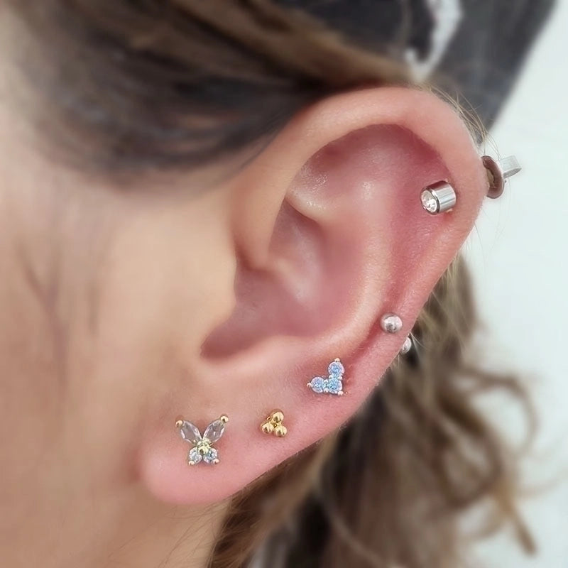 Ear Cartilage Rings & Studs Pastoral Insect Copper Plating Artificial Gemstones