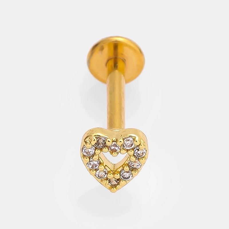 1 Piece Lip Rings Minimalist Commute Leaves Heart Shape Flower 316L Stainless Steel  Inlay Zircon 18K Gold Plated Ear Cartilage Rings & Studs