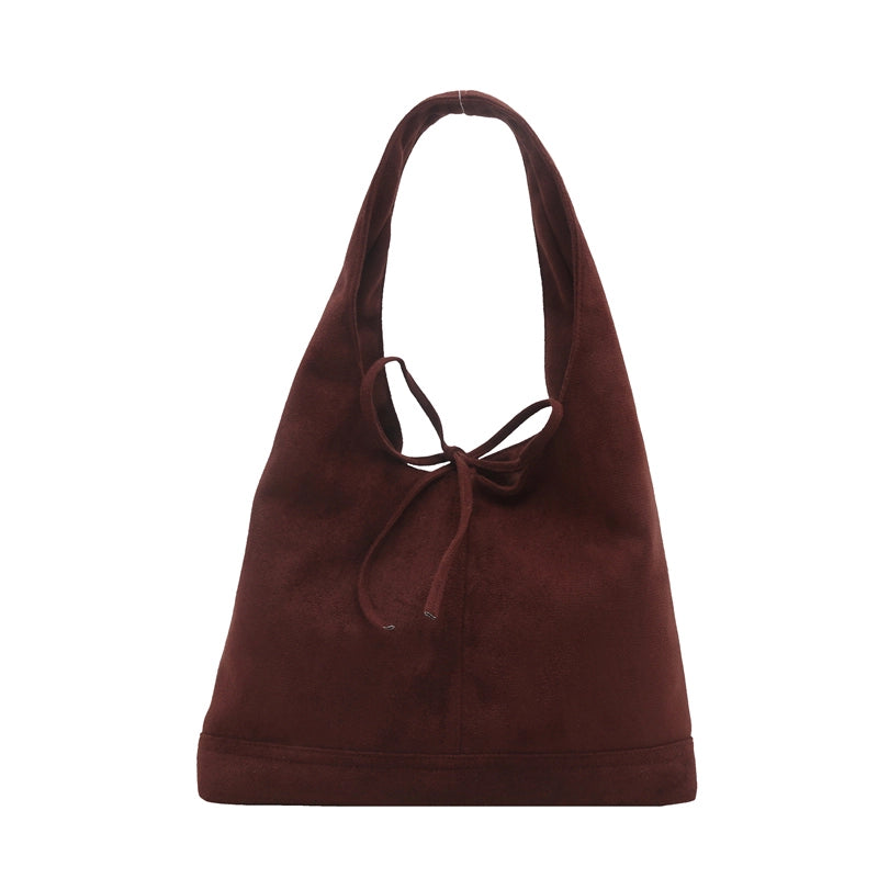 Women's Medium Pu Leather Frosted Solid Color Bow Knot Basic Classic Style Bucket Magnetic Buckle Shoulder Bag