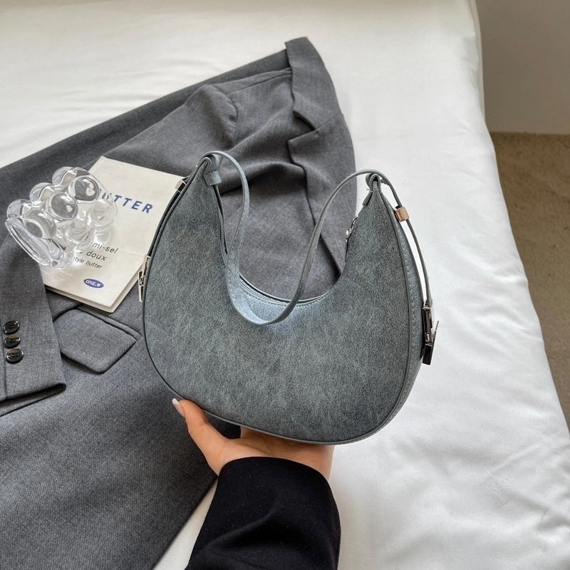 Women's Medium Denim Solid Color Streetwear Zipper Underarm Bag