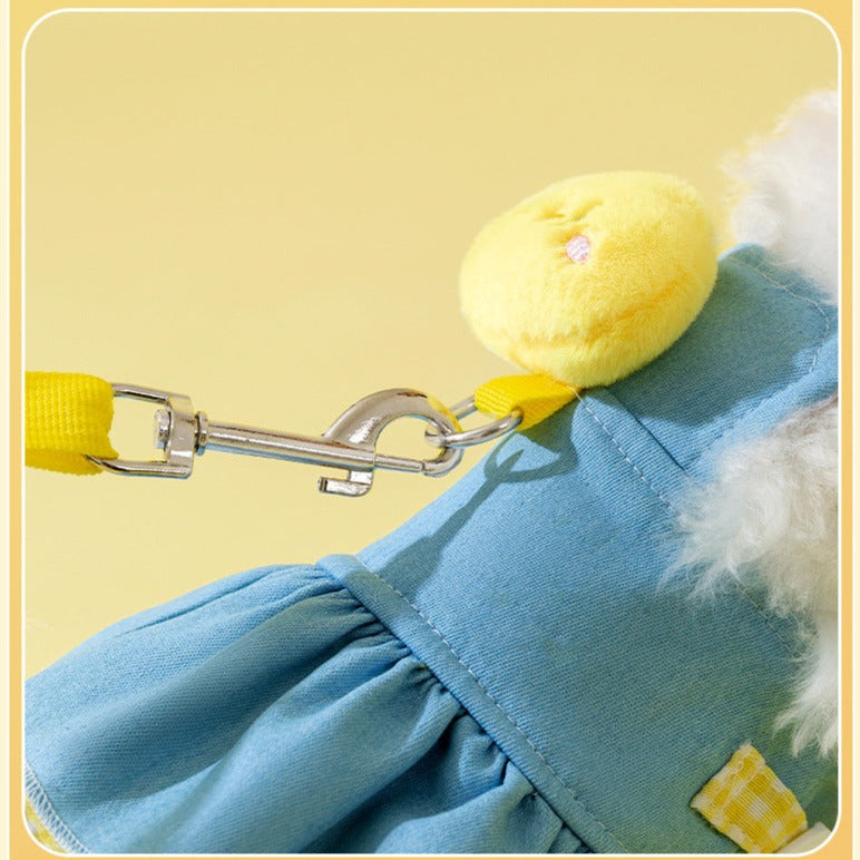 Cute Animal Decor Denim Dog Harness Dress
