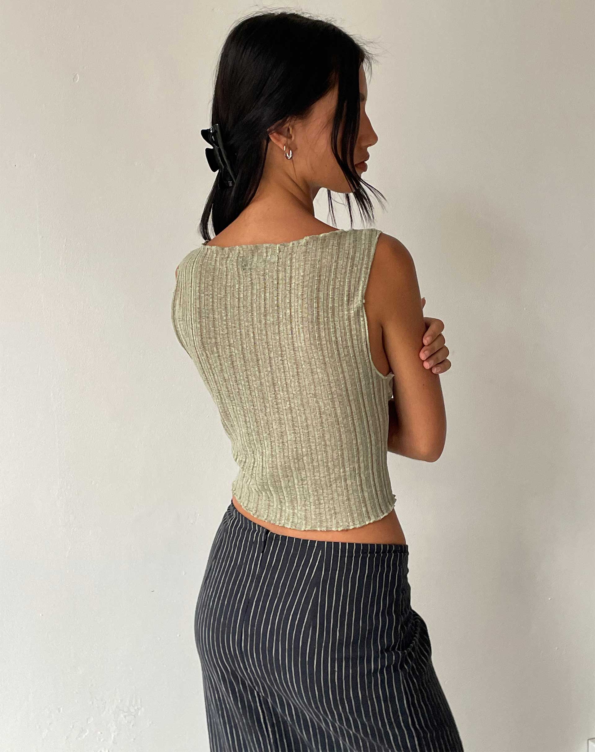 Etta Knitted Vest Top in Sage