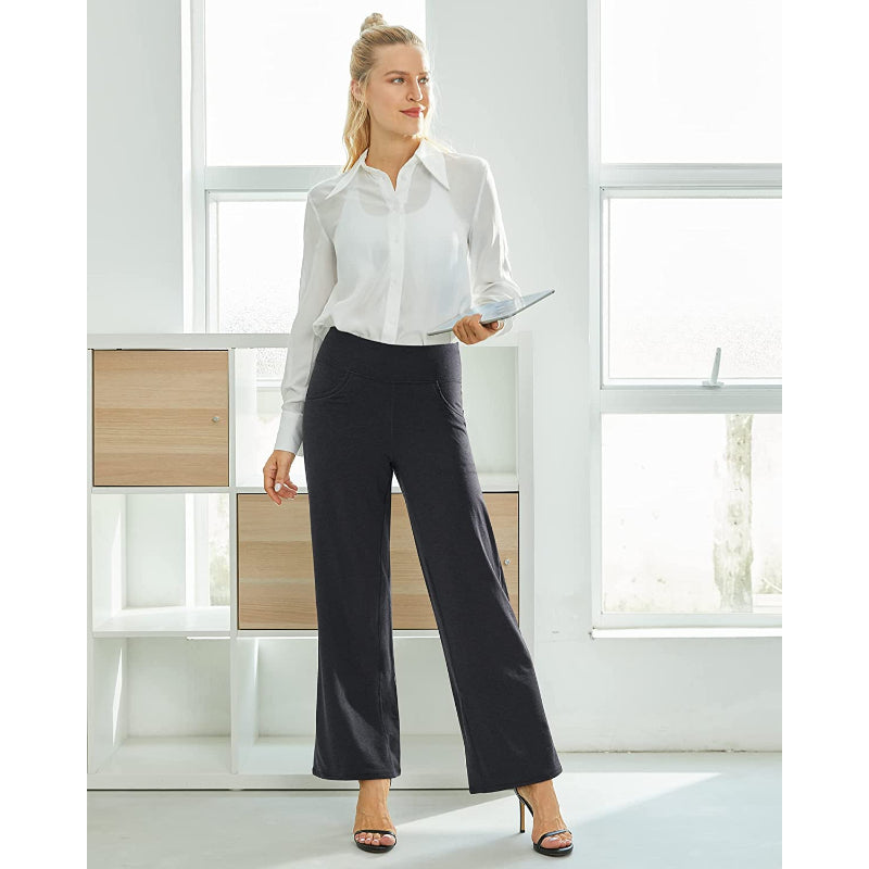 Women Wide Leg Yoga Pants High Waist Stretch Workout Sweatpants With Pockets Casual Straight Leg Pants