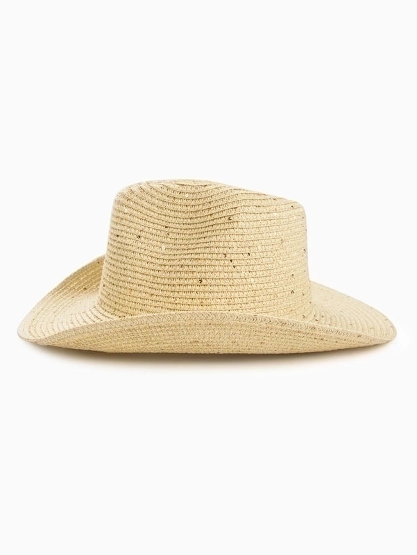 Women's Casual Solid Color Sequins Crimping Big Eaves Straw Hat