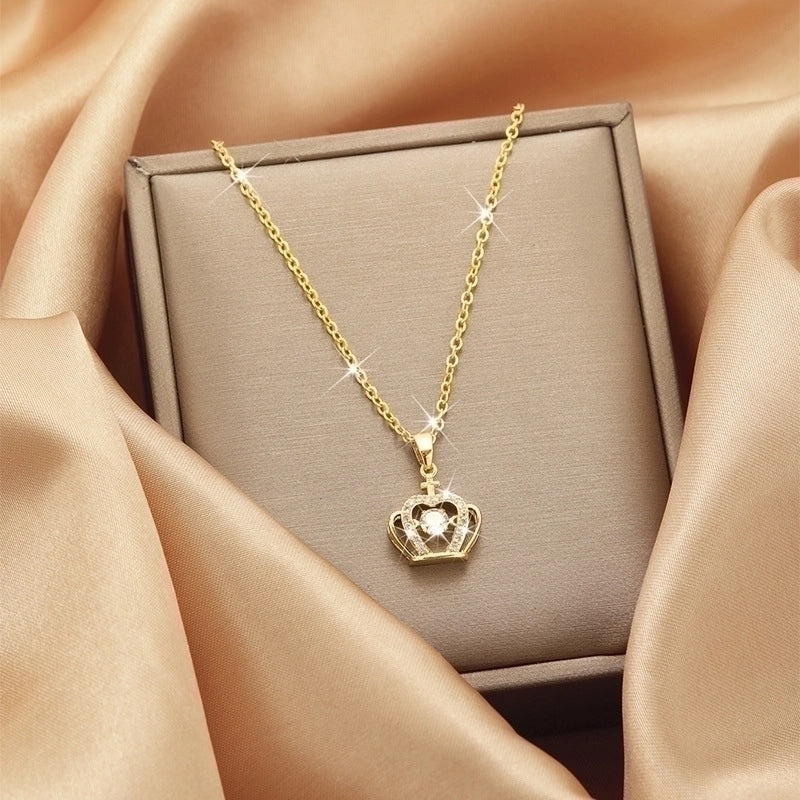 3 Pieces Lady Heart Shape Flower Titanium Steel Plating Inlay Zircon Gold Plated Pendant Necklace