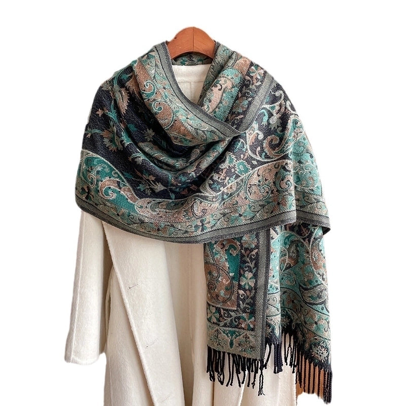 Women's Retro Ethnic Style Color Block Imitation Cashmere Printing Scarf