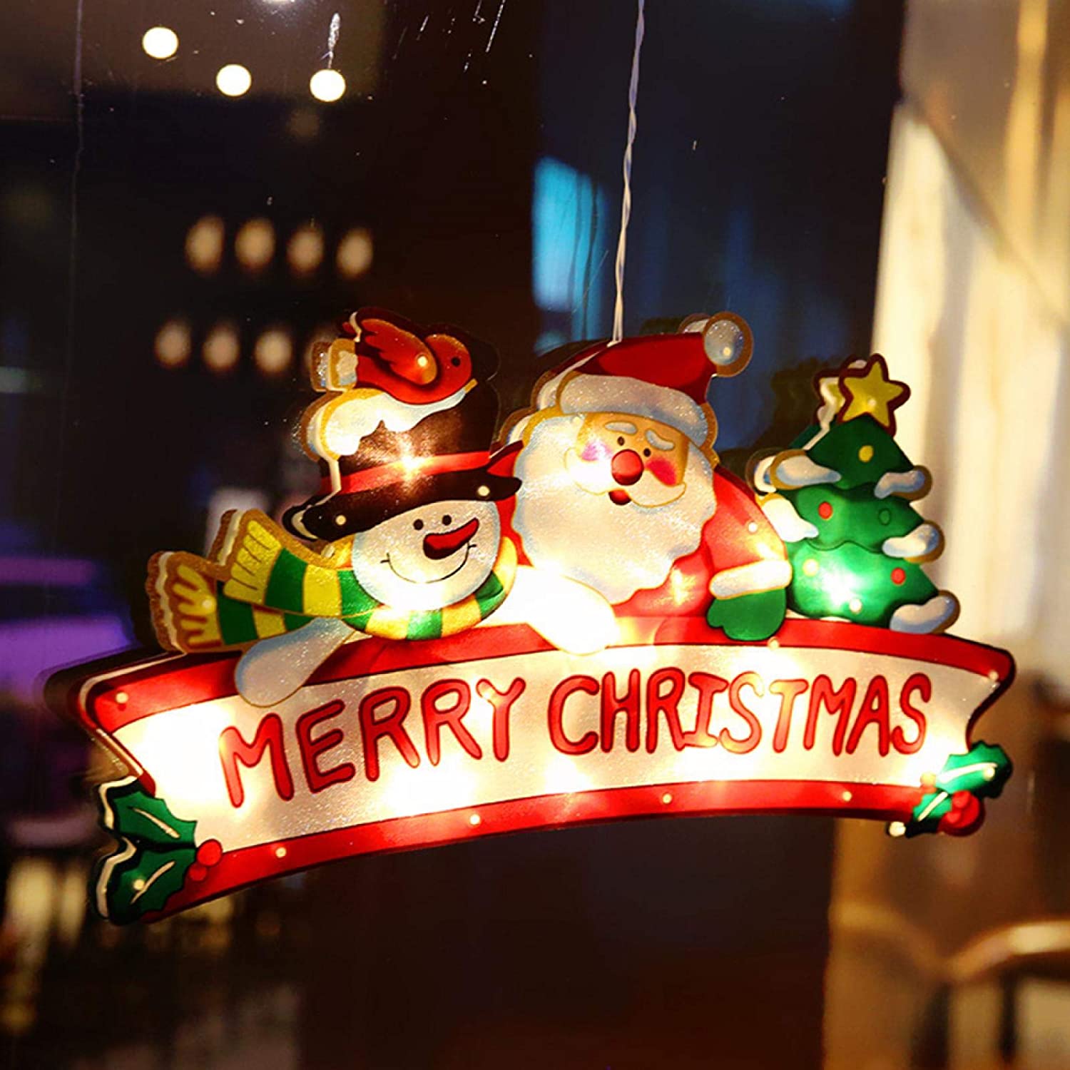 Christmas Light Santa Claus Suction Cup Window Hanging Lights Christmas Decor Atmosphere Scene Decor Festive Decorative Lights