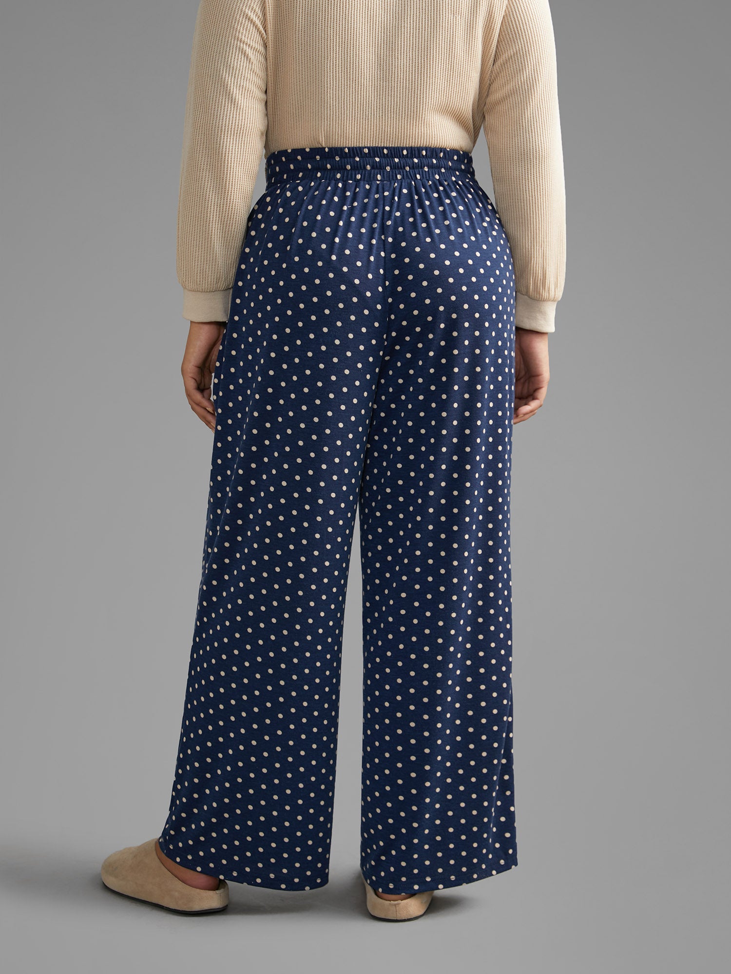 Polka Dot Drawstring Elastic Waist Lounge Bottoms