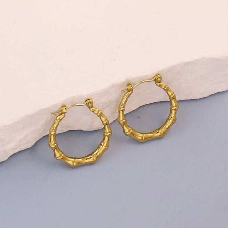 1 Pair Minimalist Pentagram Round Solid Color Plating 304 Stainless Steel 18K Gold Plated Earrings