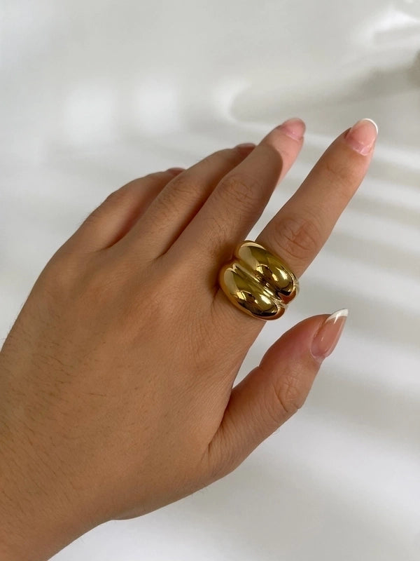 Hip-Hop Minimalist Classic Style Solid Color 316L Stainless Steel  18K Gold Plated Plating Rings