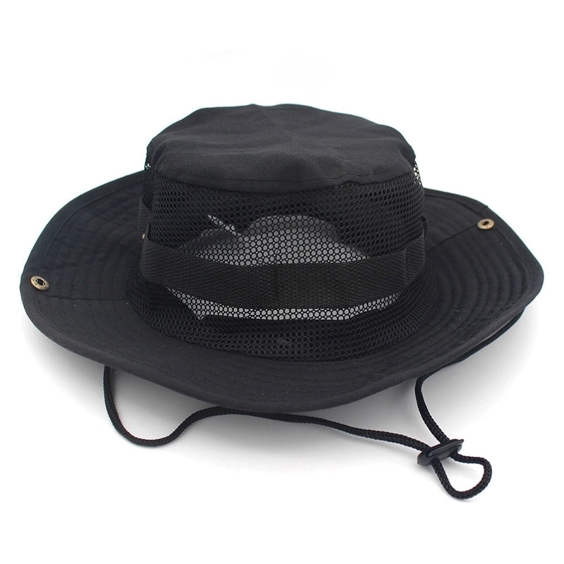 Adults Casual Solid Color Camouflage Flat Eaves Bucket Hat