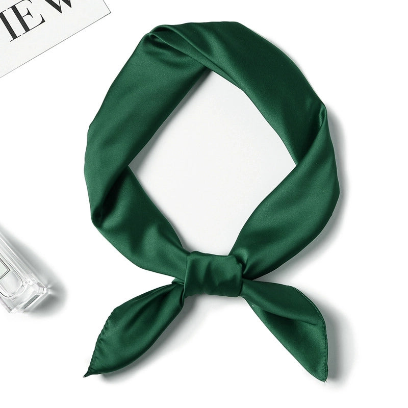 Simple Solid Color Scarf Women's Silk Small Square 70cm Basic Matching Shirt Professional Scarf Tie Hair