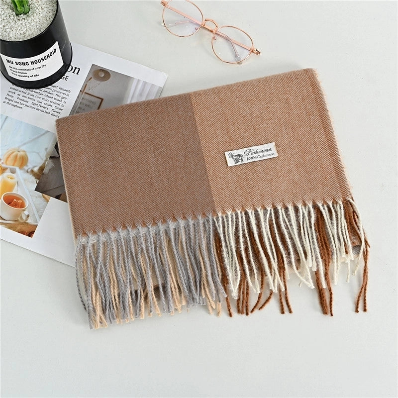 Women'S Fashion Plaid Imitation Cashmere Tassel Scarf
