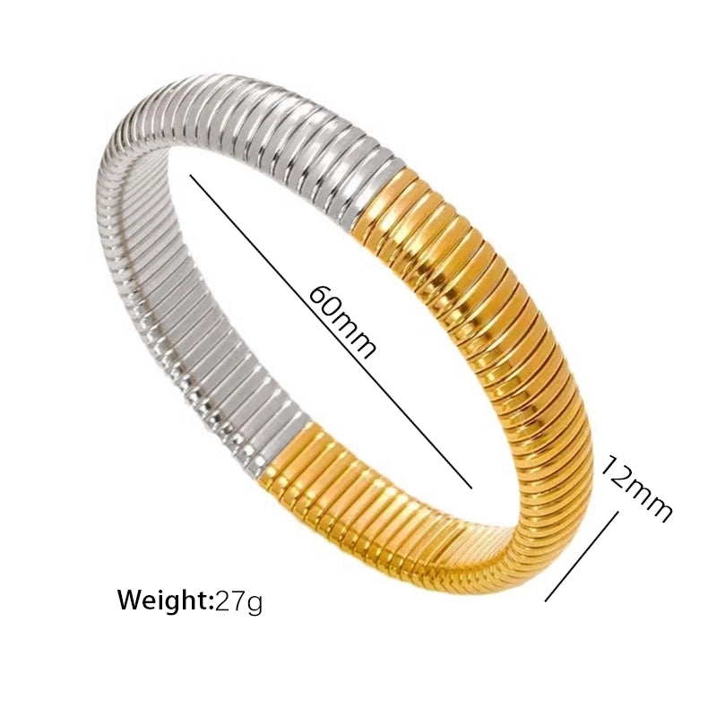 Exaggerated Classic Style Circle 304 Stainless Steel 18K Gold Plated Wide Bracelet Bangle In Bulk