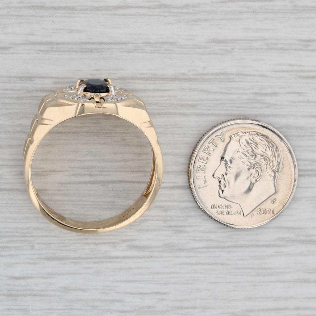 1.05ctw Blue Sapphire Diamond Ring 10k Yellow Gold Size 9.75