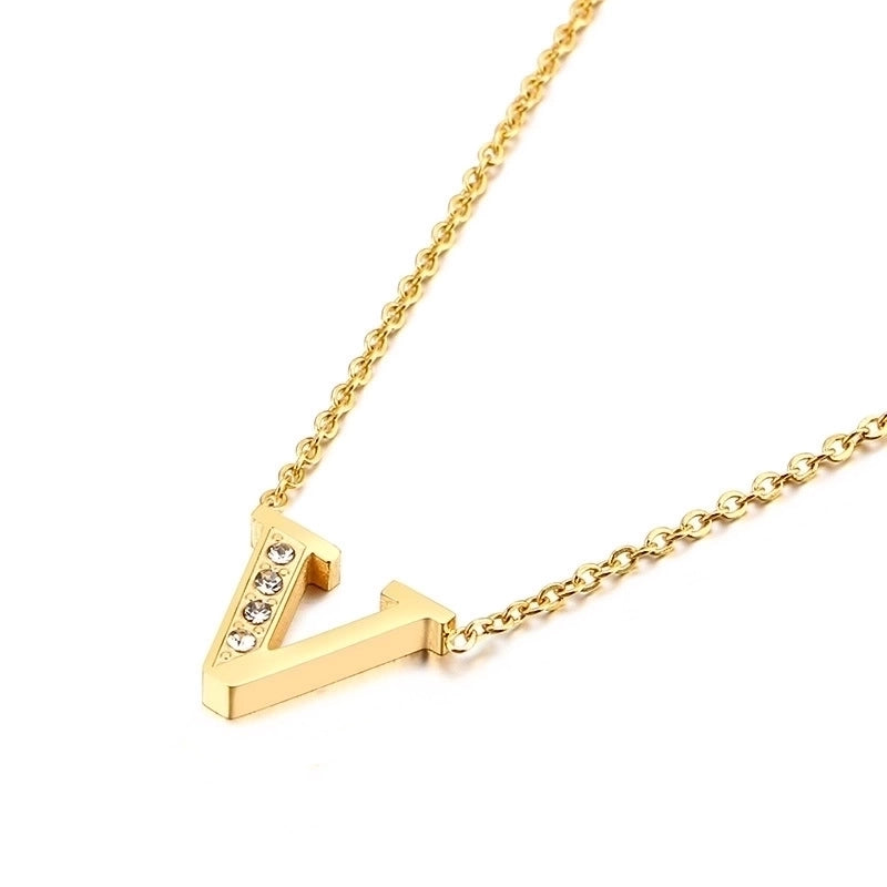 Letter Titanium Steel 18K Gold Plated Necklace