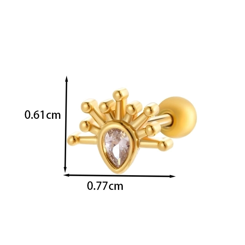 1 Piece Ear Cartilage Rings & Studs IG Style French Style  Water Droplets Flower Copper Inlay Zircon