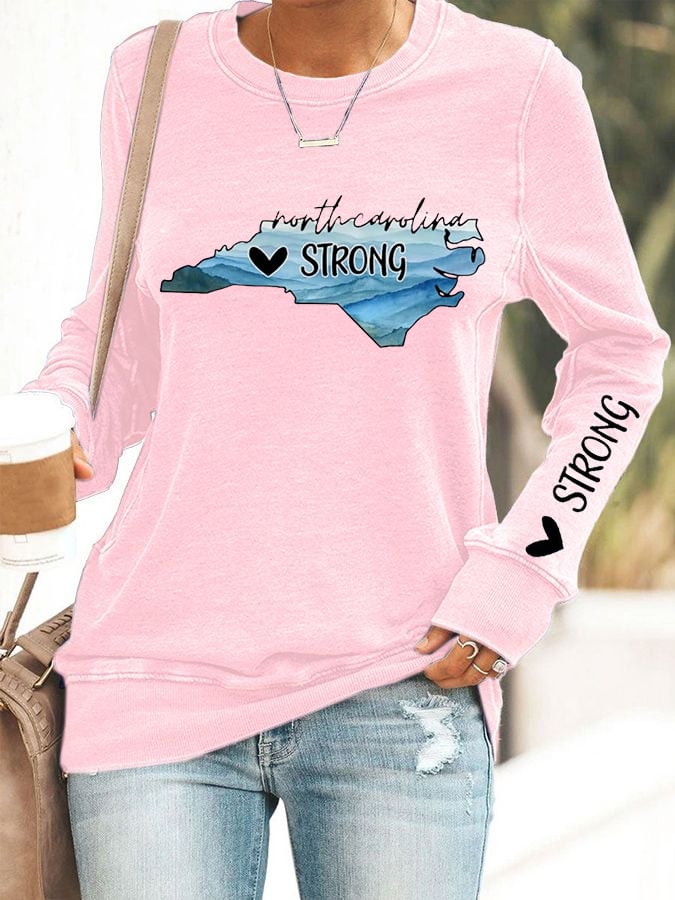 Women's North Carolina Strong Print Long Sleeve Sweatshirt