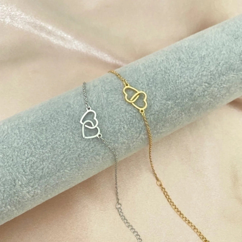 Titanium Steel Fashion Plating Heart Shape Bracelets