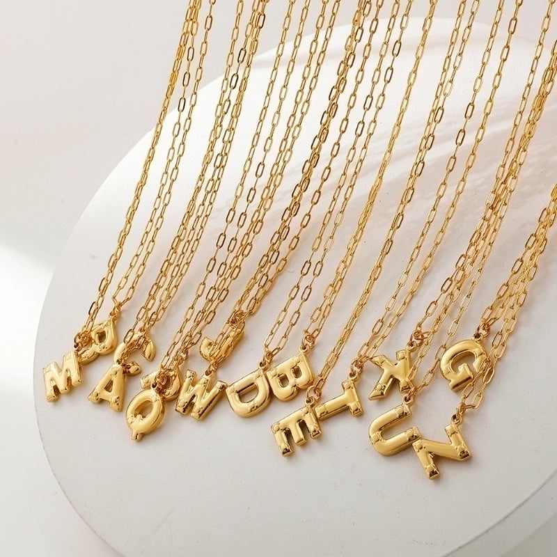 Preppy Style Solid Color Shiny Letter 304 Stainless Steel Pendant Necklace