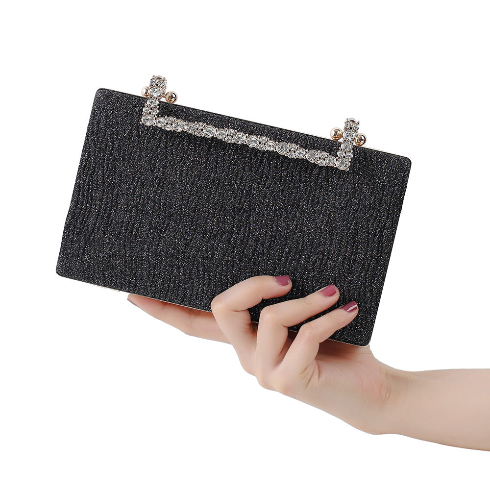 Pleated Diamond Oxford Cloth Evening Clutch