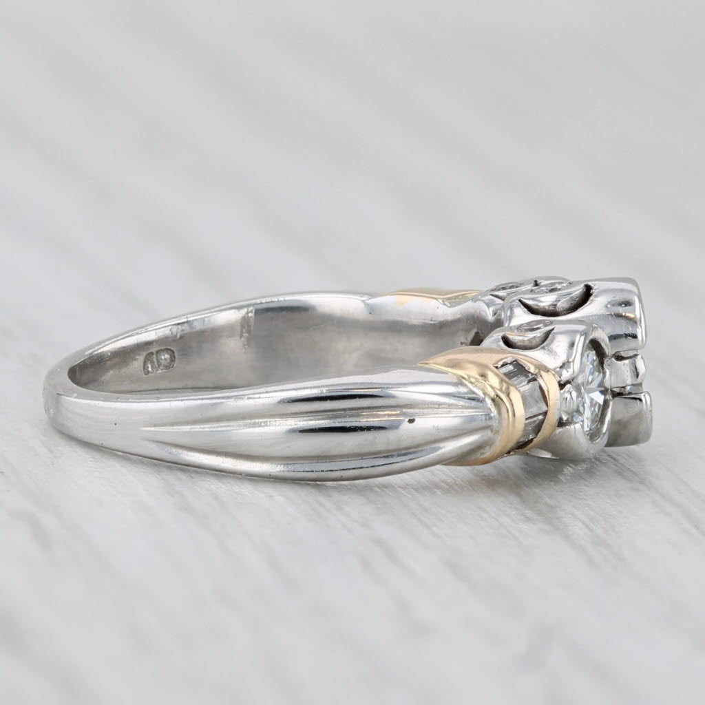 0.82ctw Diamond 3-Stone Engagement Ring 14k White Yellow Gold Size 5.5