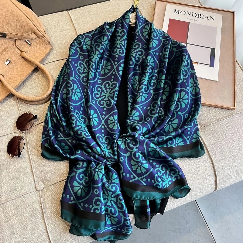 Women's Minimalist Streetwear Leopard Satin Printing And Dyeing Printing Scarf