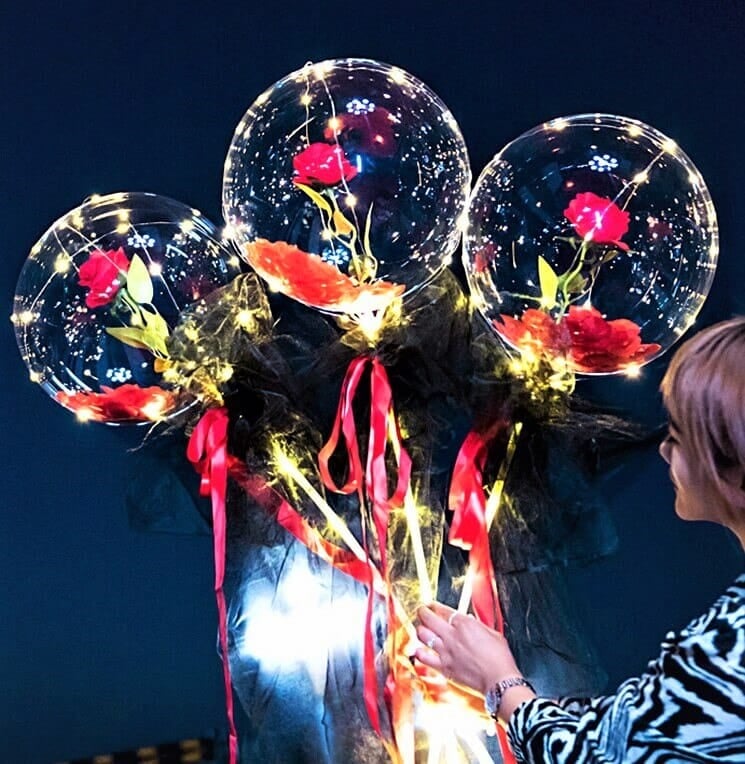 (Romantic Moment)LED Luminous Balloon Rose Bouquet