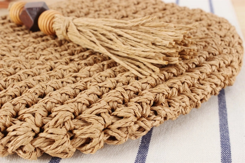Women's Small Straw Solid Color Vintage Style Classic Style Zipper Straw Bag