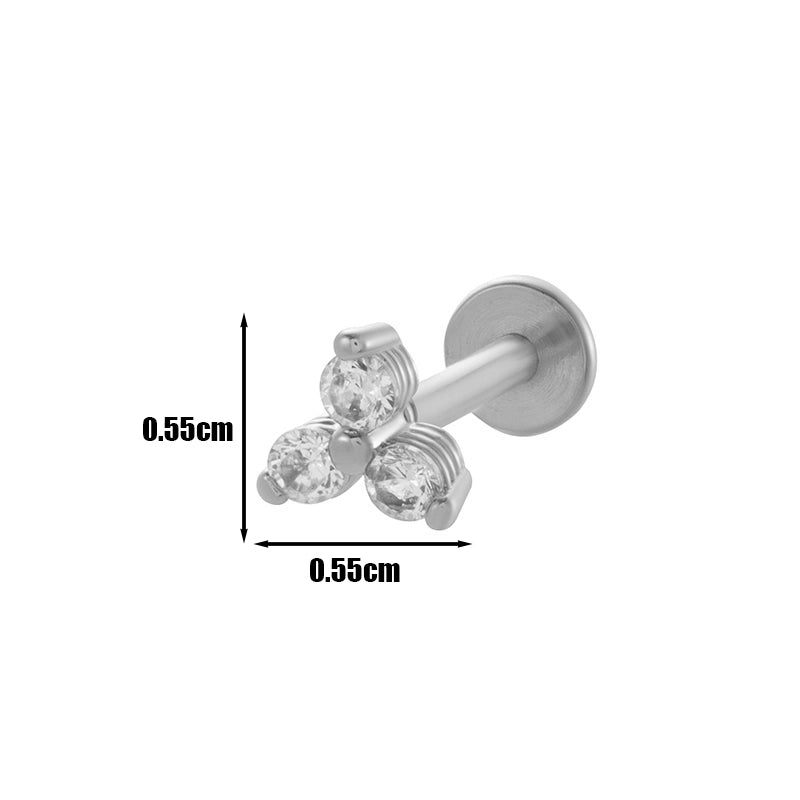 1 Piece Lip Rings Cool Style Pentagram Flower Butterfly 316L Stainless Steel  Copper Plating Inlay Zircon